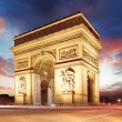 Paris, Arc de Triumph at sunset